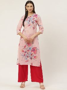 Floral Printed Cotton Straight Kurta