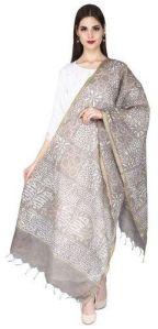 Grey Printed Cotton Dupatta