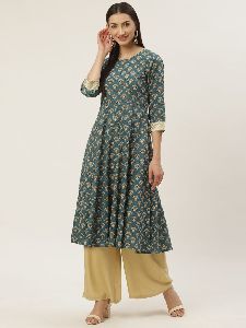 Hand Block Printed Cotton Anarkali Kurta