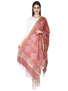 Maroon Printed Cotton Dupatta