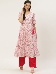 Pink Rayon Anarkali Kurta