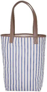 12 Oz Natural Canvas Tote Bag With PU Trimmed Top & PU Handle