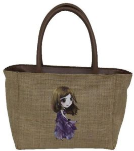 PP Laminated Jute Tote Bag With PU Trimmed Handle Bottom