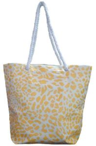 Twisted Rope Handle Printed Design 100 % Cotton Canvas Tote Bag