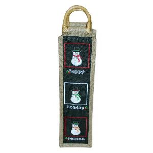 Wooden D Shape Cane Handle Jute Gift Bag