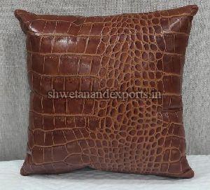 Leatherette Brown Cushion Cover