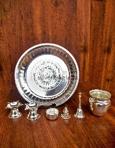 silver plated pooja set