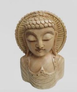 Wooden Buddha Head Statue