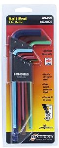 Bondhus 69499, Set 9 ColorGuard Ball End L-Wrenches - Long Arm (1.5-10mm)