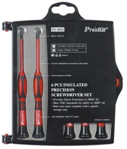 Proskit SD-9805,6Pcs Insulated Precision Screwdriver Set