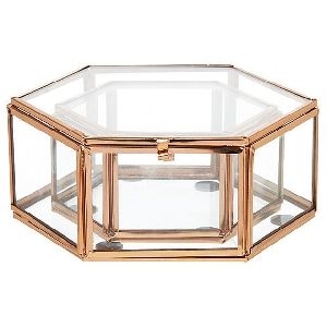 Hexagon glass boxes set