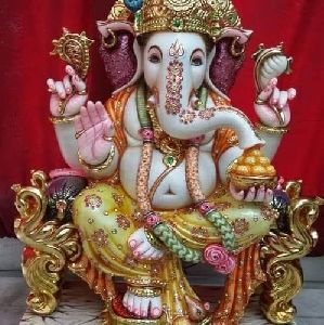 27 Inch Marble Lord Ganesha Statue