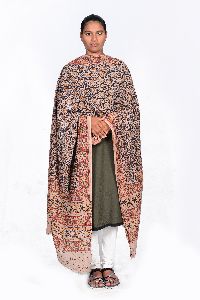 black kalamkari hand block cotton dupatta