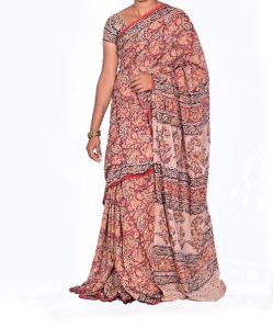 kalamkari hand block chanderi silk sarees