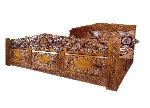 Hand carved bed walnut wood