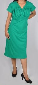 Knee Length Dress with Chest Pleats