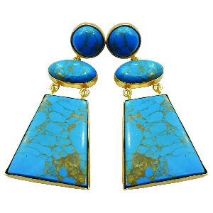 Synthetic Stone Brass Earring