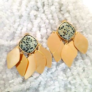 Gemstone Doll Mansion Brass Earring