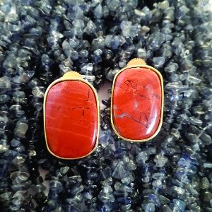 Stud Earring with Red Jasper Stone