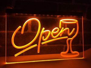 Yellow Open Neon Sign Board