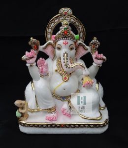 15 Inch Marble Ganesh Statue