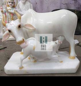 Marble Cow Calf Statue