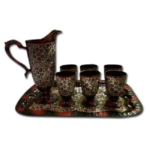 Brass Fancy Engraved Jug Set