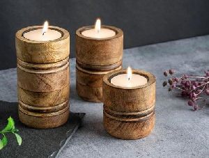 Wooden T Light Candle Holder