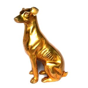 12 Inch Brass Dog Statue