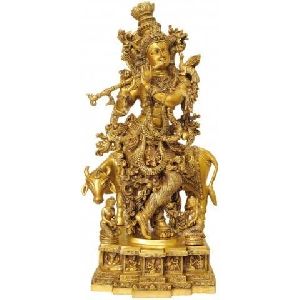 Brass Lord Krishna Statue