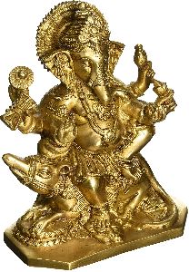 Ganesh On Rat Brass Statue