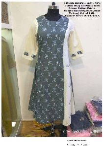 ladies cotton rayon long designer kurti