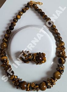 Tiger Eye Stone Necklace Set
