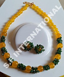 Yellow & Green Stone Necklace Set