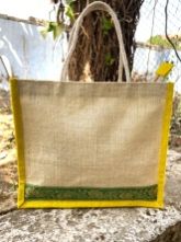 Cream & Yellow Masakali Jute Gift Bags