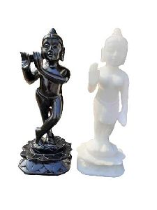 White and Black Marble Radha Krishna Statue