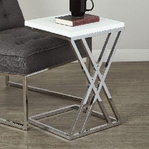 IRON SIDE TABLE WITH MARBLE TOP