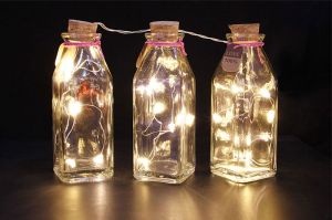 Warm White Led 3pcs Brown Glass Bottle