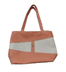 Threesters Rexine Gift Bag, Peach & White