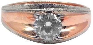 DSolid Rose White Gold Diamond Engagement Ring For Men