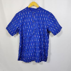 Mens Cotton Long Ikat Shirts