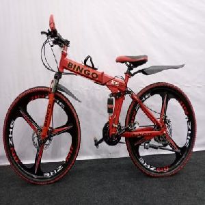 Red 3 Spokes 21 Gears Foldable Bicycle