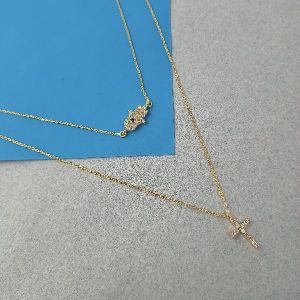 18k gold plated american diamond pendant chains