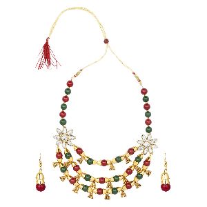 boho multi layered oxidized tribal choker necklace set