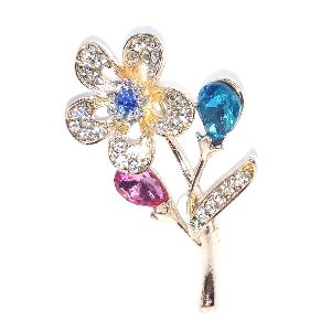 Indian Bollywood crystal floral bridal wedding brooch badge pin