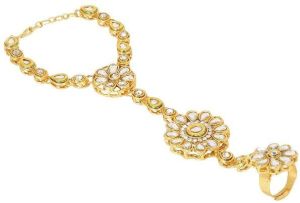 kundan finger ring link chain wedding bridal bracelet