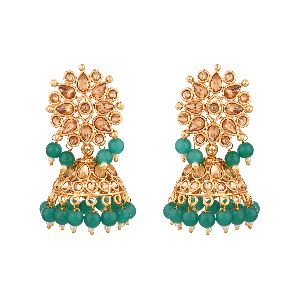 faux pearl crystal kundan rhinestone wedding jhumki dangle earrings