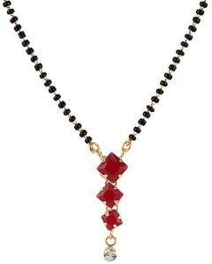 gold plated cubic zirconia pendant mangalsutra