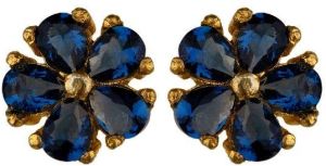 women gold plated floral cubic zirconia stud earrings