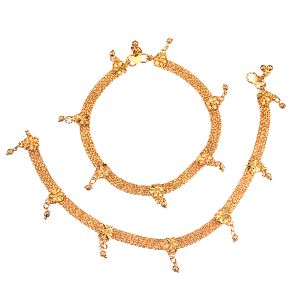 gold plated wedding bridal charm anklet set